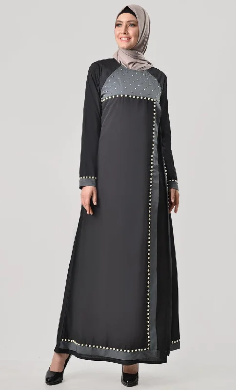 Pearl Detail Embroidered Abaya