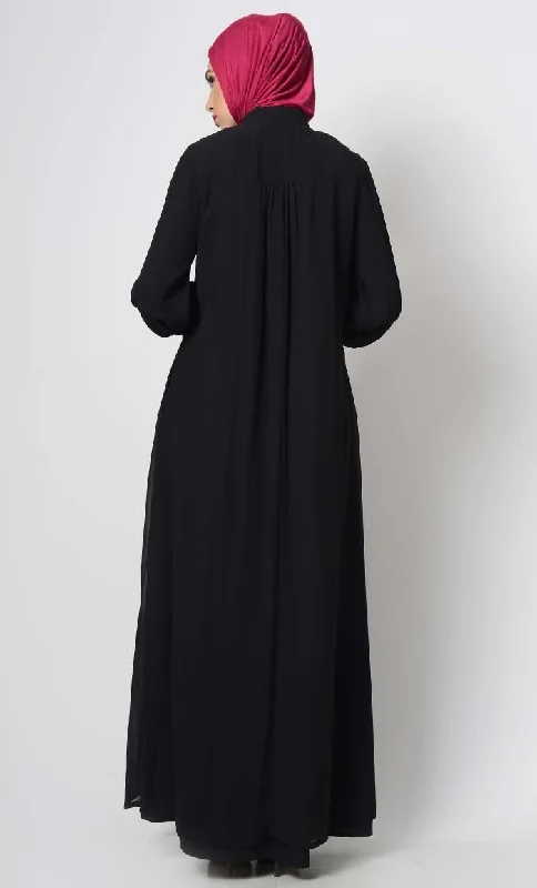 Rise and Shine Embroidered Abaya-Black