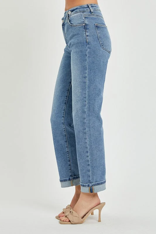 Risen High Rise Crossover Straight Jean(RDP5334)