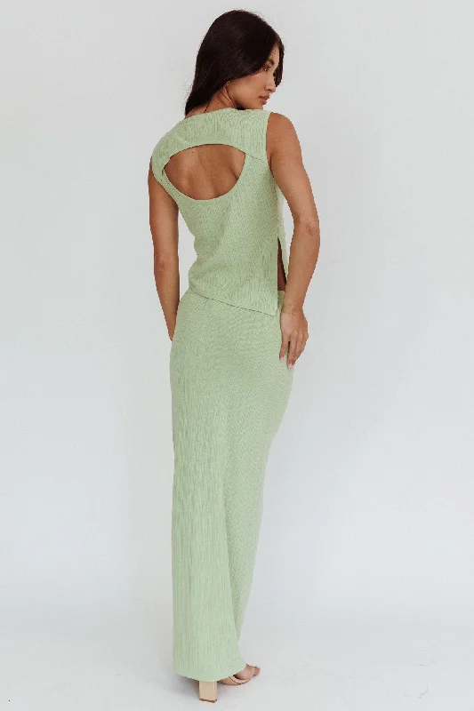 Rossana Ribbed Maxi Skirt Sage