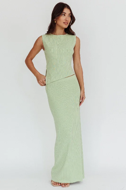 Rossana Ribbed Maxi Skirt Sage