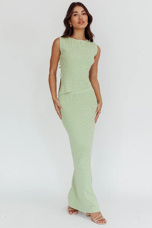 Rossana Ribbed Maxi Skirt Sage