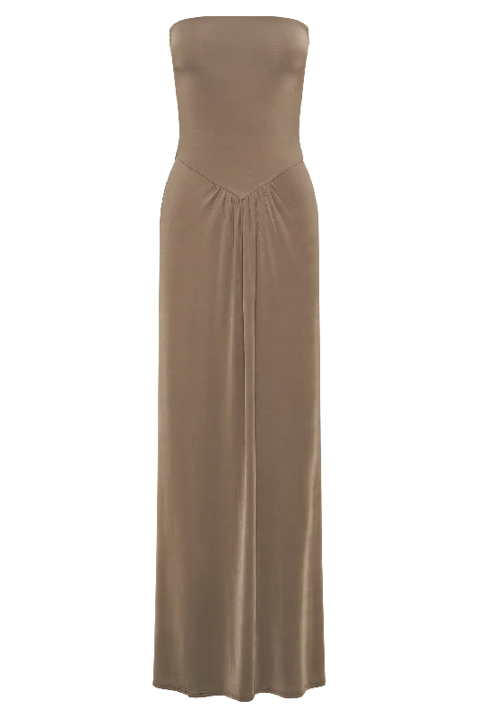 Ruby Strapless Slinky Maxi Dress - Coco