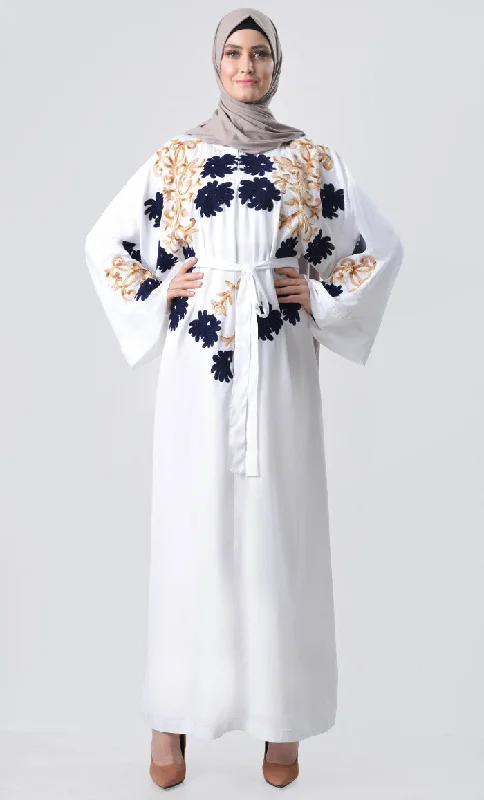 Sapphire Floral Embroidered Abaya