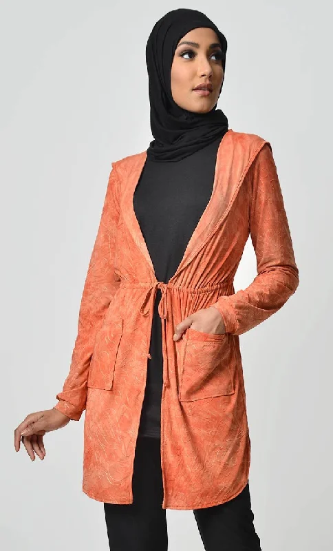 Self Thread Designed Shrug-Orange