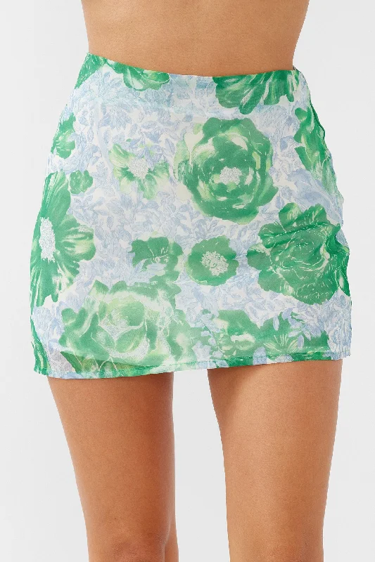 Sincerity Mini Skirt Floral Print Green