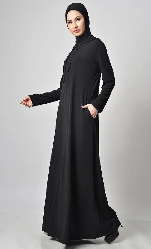 Solid  Hooded Everyday Abaya