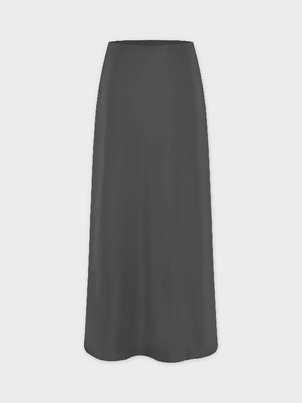 Solid Satin Slip Skirt-Simply Olive