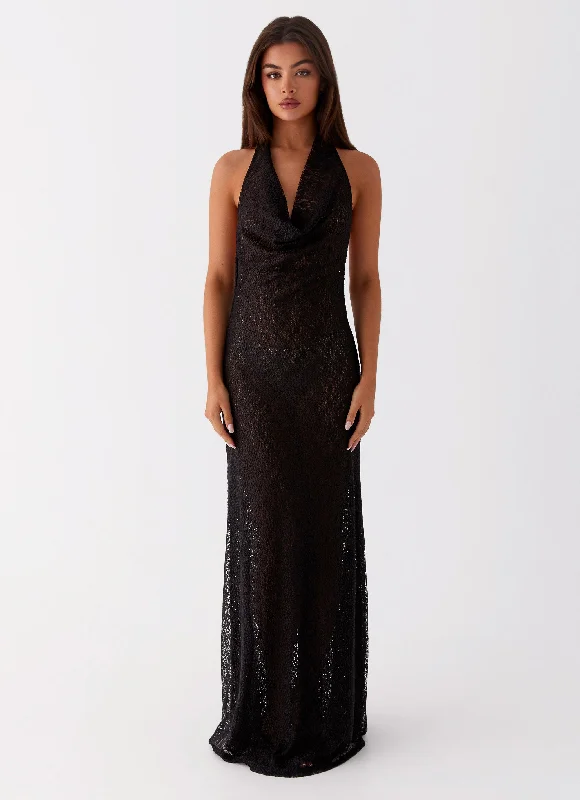 Tempest Cowl Neck Maxi Dress - Black