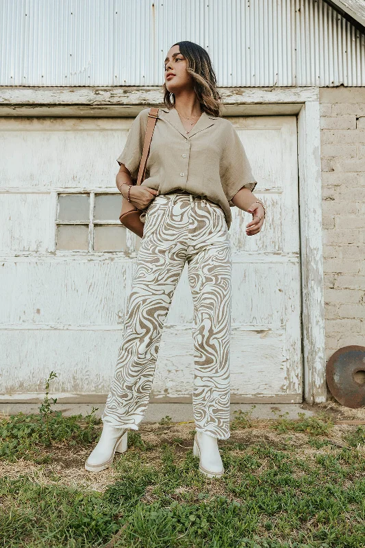 Time Capsule Pants-Taupe Multi