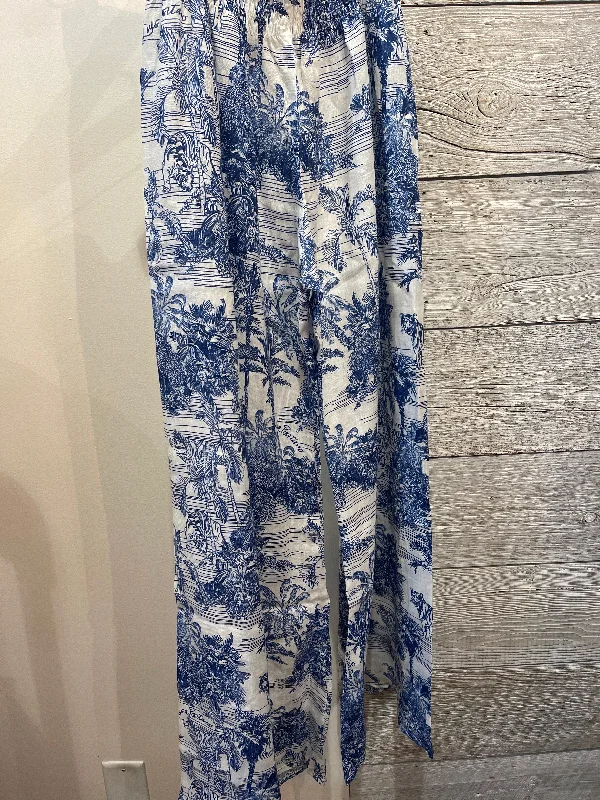 WIDE LEG LINEN PRINT PANTS