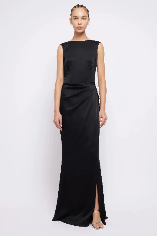 Tommy Open Back Gown - Black