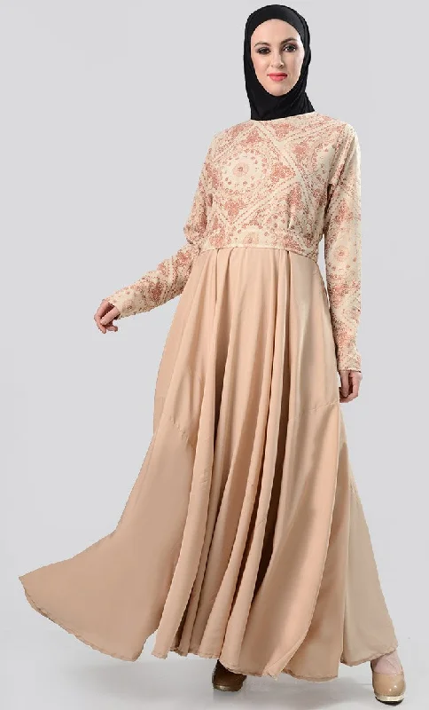 Turkish Style Ancient Everyday Abaya-Sand