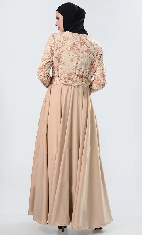 Turkish Style Ancient Everyday Abaya-Sand