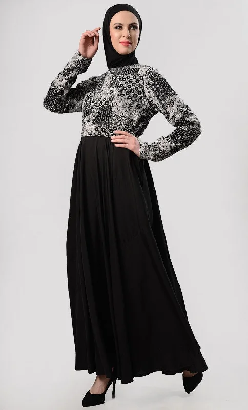 Turkish Style Mix-Up Everyday Abaya-Black