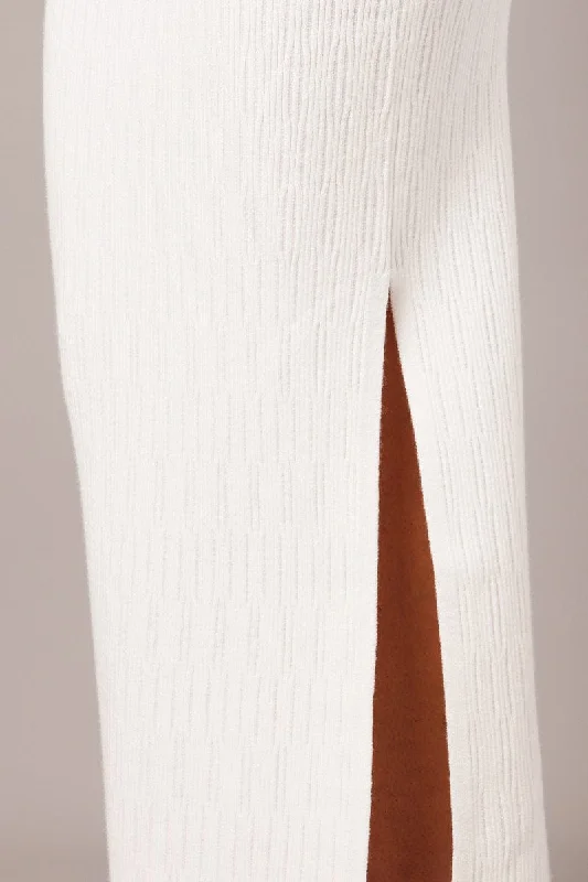 White Knit Skirt High Rise