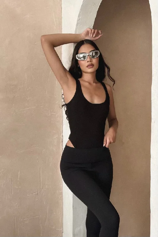 RESERVED Ribbed Tank Bodysuit - Onyx