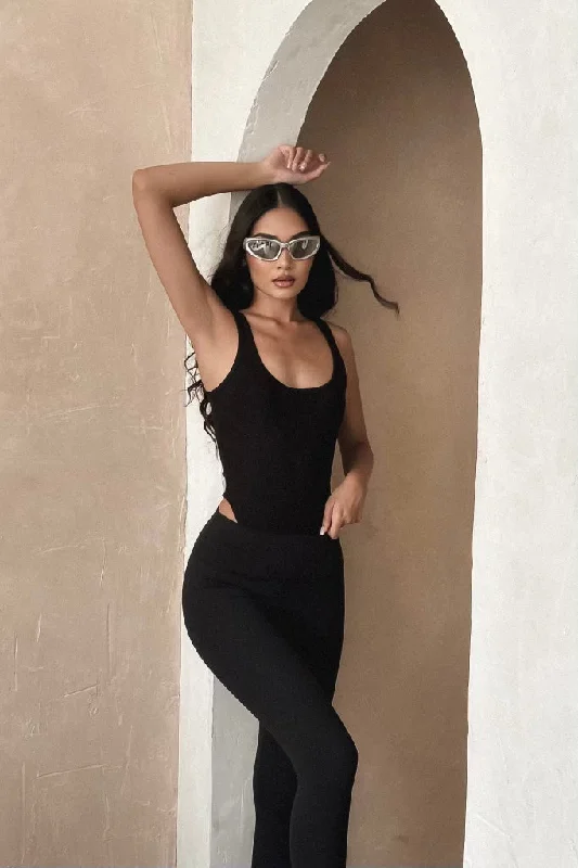 RESERVED Ribbed Tank Bodysuit - Onyx