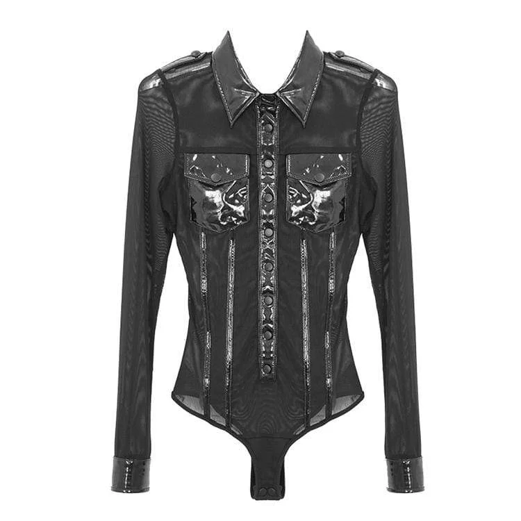 Women's Goth Sheer Mesh Romper