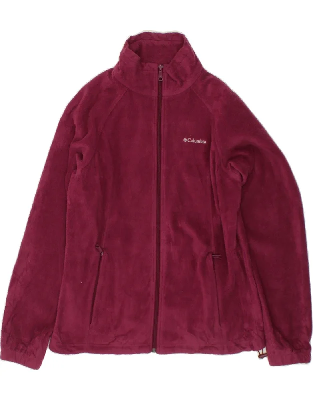 COLUMBIA Womens Fleece Jacket UK 16 Large Burgundy Polyester