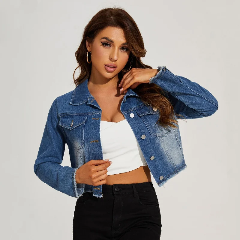 FZ Women's Same Distressed Short Denim Jacket