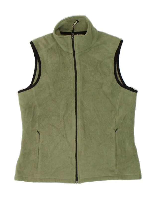 EDDIE BAUER Womens Fleece Gilet UK 14 Medium Green Polyester