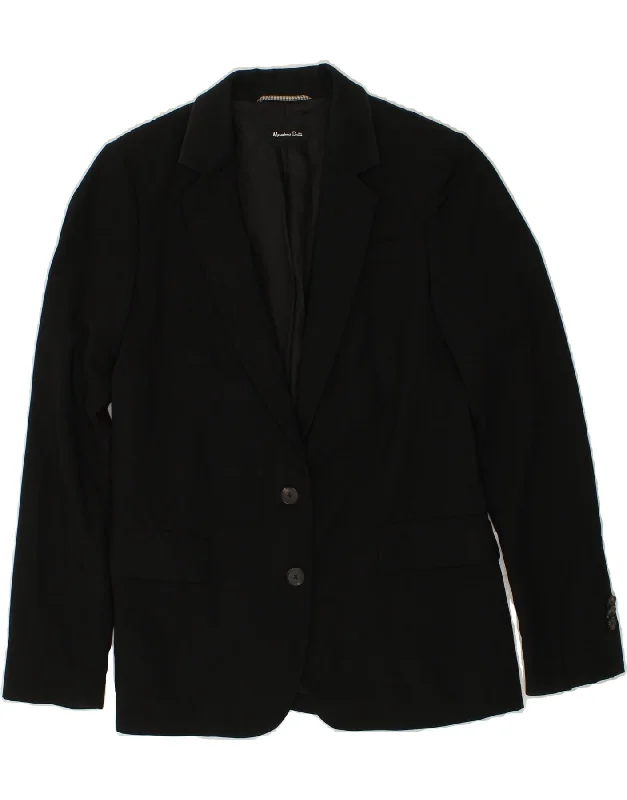 MASSIMO DUTTI Womens 2 Button Blazer Jacket EU 36 XS Black Wool