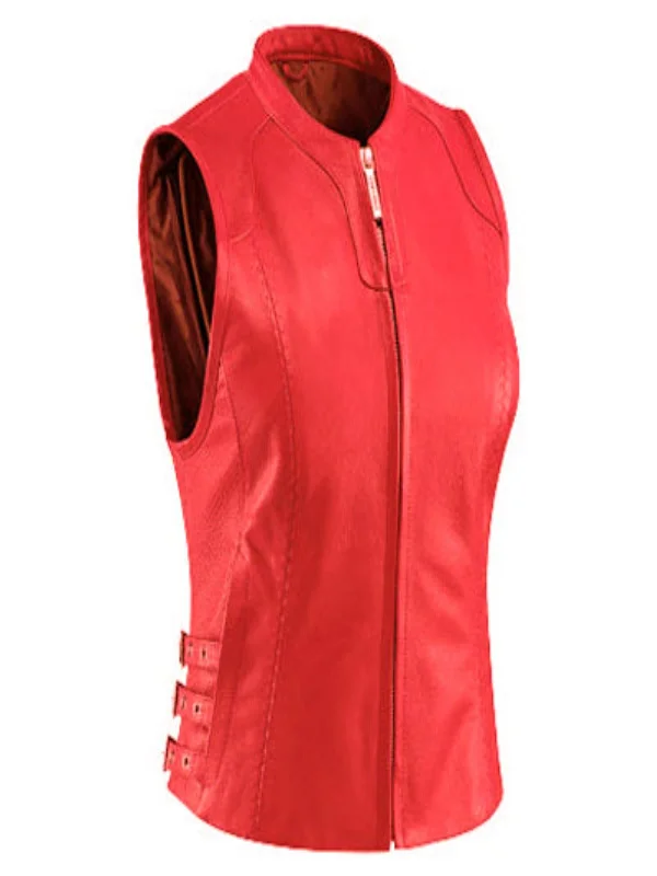 Unisex Red Leather Vest